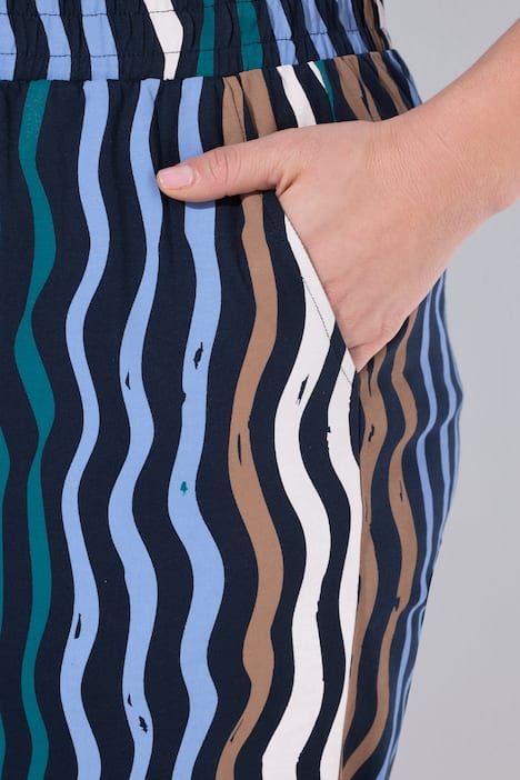 Jupe-culotte en jersey de coton bio, motif vagues et jambe évasée