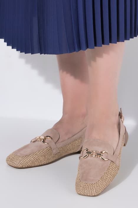 Ballerines slingback Caprice, modèle tressé et chaînette - largeur G