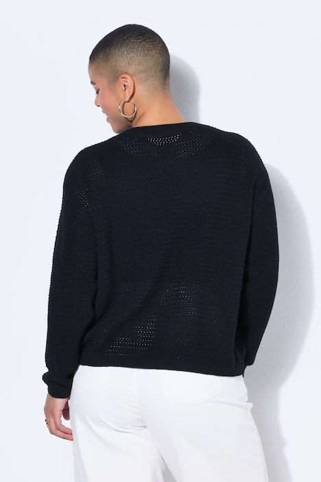 Pull coupe Boxy Shape en maille ajourée, manches longues