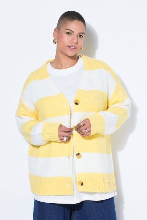 Cardigan oversize, larges rayures