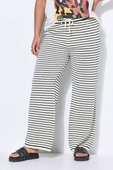 Pantalon en maille à rayures, coupe wide Straight Legs