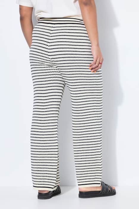 Pantalon en maille à rayures, coupe wide Straight Legs