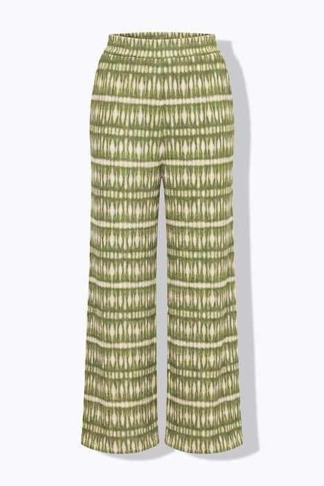 Pantalon texturé, jambe large et taille élastique, imprimé