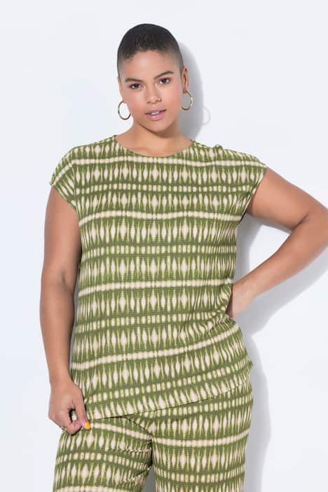 Haut sans manches, coupe oversize, matière texturée avec imprimé