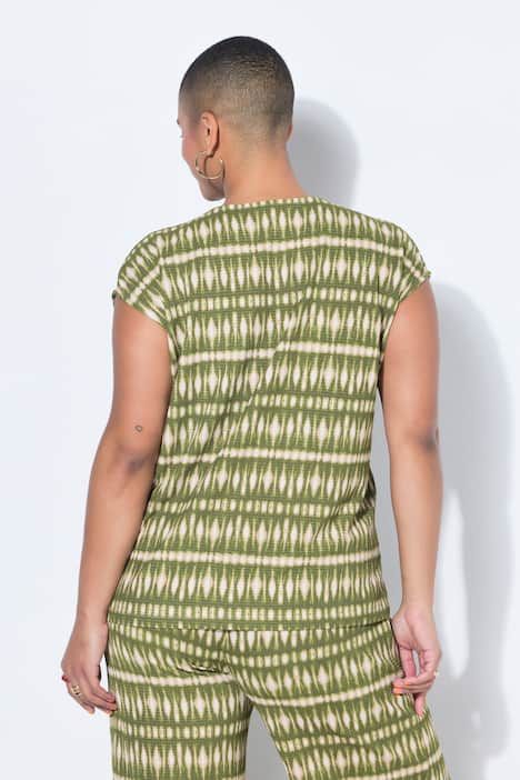 Haut sans manches, coupe oversize, matière texturée avec imprimé