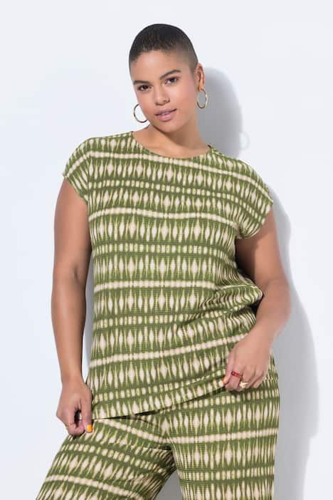 Haut sans manches, coupe oversize, matière texturée avec imprimé