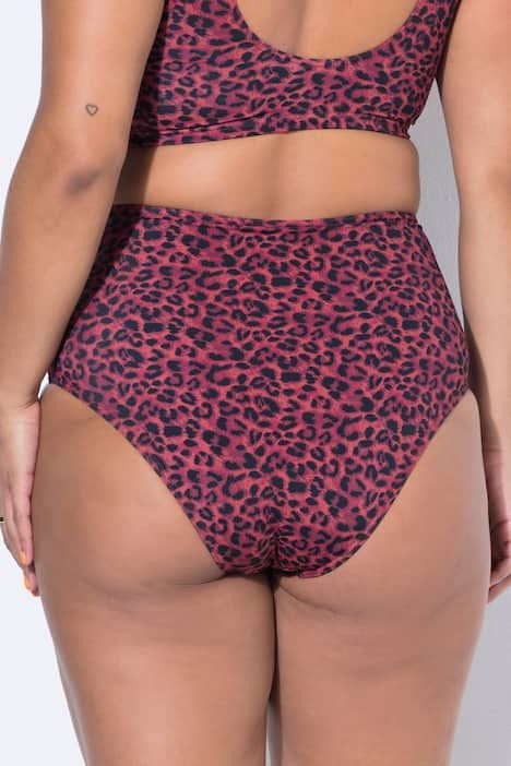 Bas de bikini taille haute, style shorty, imprimé léopard coloré et effet gainant