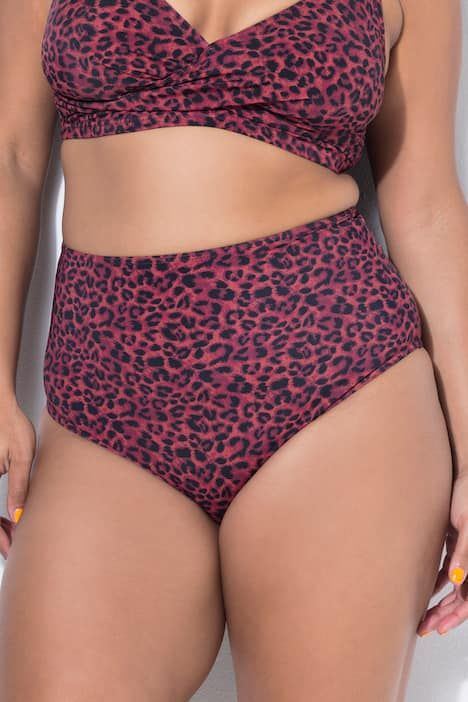 Bas de bikini taille haute, style shorty, imprimé léopard coloré et effet gainant