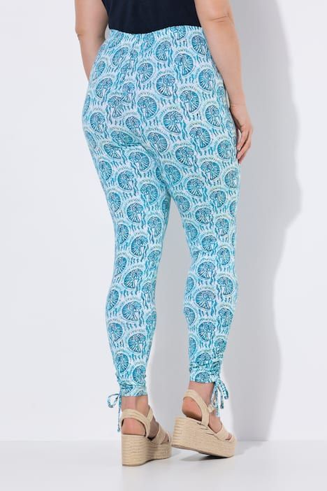 Legging en coton bio, motif coquillages, bas de jambe avec cordon à froncer