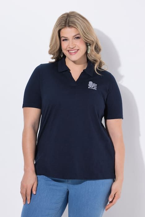 Polo en coton bio, manches courtes et col polo, broderie