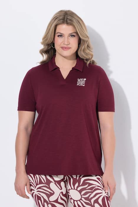 Polo en coton bio, manches courtes et col polo, broderie