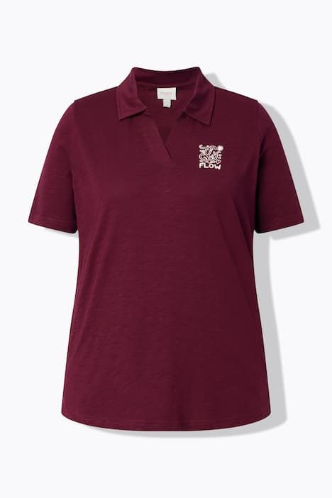 Polo en coton bio, manches courtes et col polo, broderie