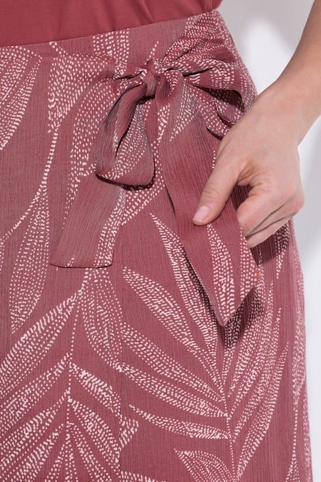 Jupe midi portefeuille, motif feuille et taille confortable, coupe évasée