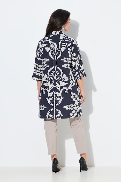 Chemisier long en Lyocell, coupe évasée, manches 3/4 et col chemise