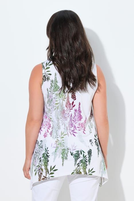 T-shirt au tombé fluide, sans manches, décolleté en V et finition en pointes