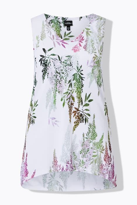 T-shirt au tombé fluide, sans manches, décolleté en V et finition en pointes