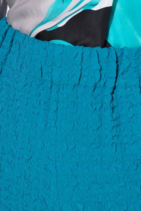 Pantalon texturé, taille élastique et jambe large