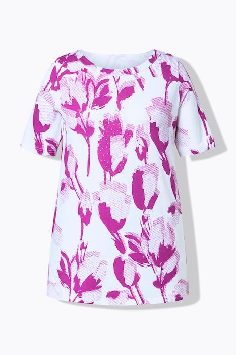 T-shirt en coton Pima, encolure bateau et manches courtes, coupe évasée