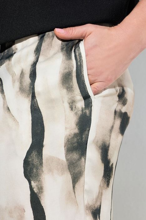 Pantalon en satin imprimé, taille élastique et jambe large