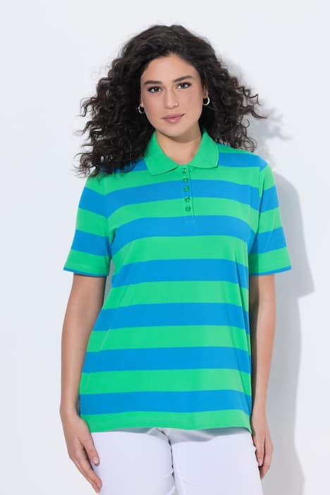 Polo rayé en coton Pima, manches courtes et col polo