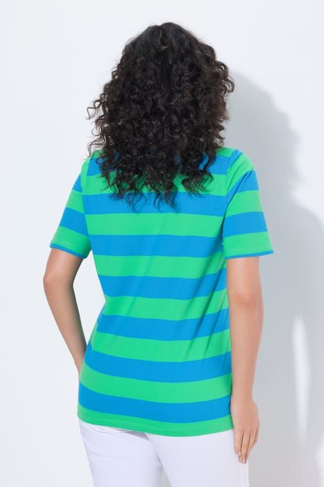 Polo rayé en coton Pima, manches courtes et col polo