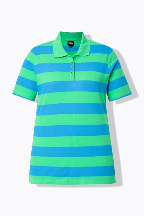 Polo rayé en coton Pima, manches courtes et col polo