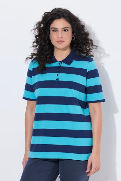 Polo rayé en coton Pima, manches courtes et col polo