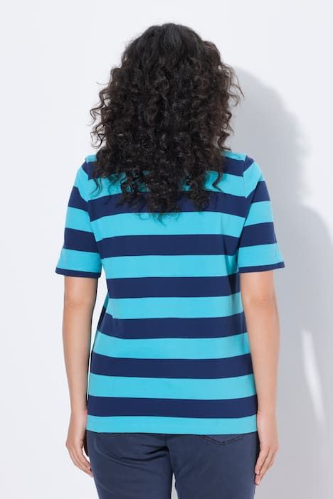 Polo rayé en coton Pima, manches courtes et col polo