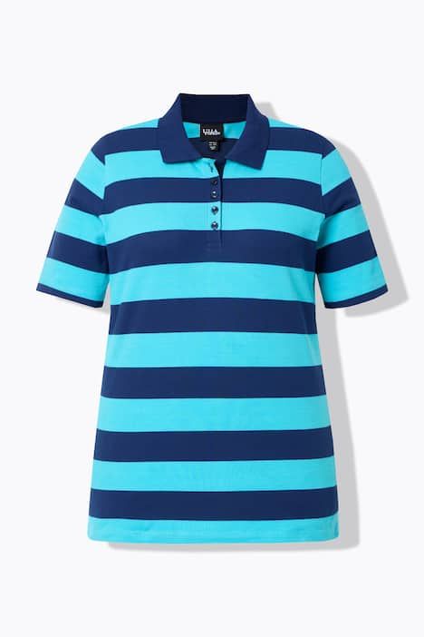 Polo rayé en coton Pima, manches courtes et col polo