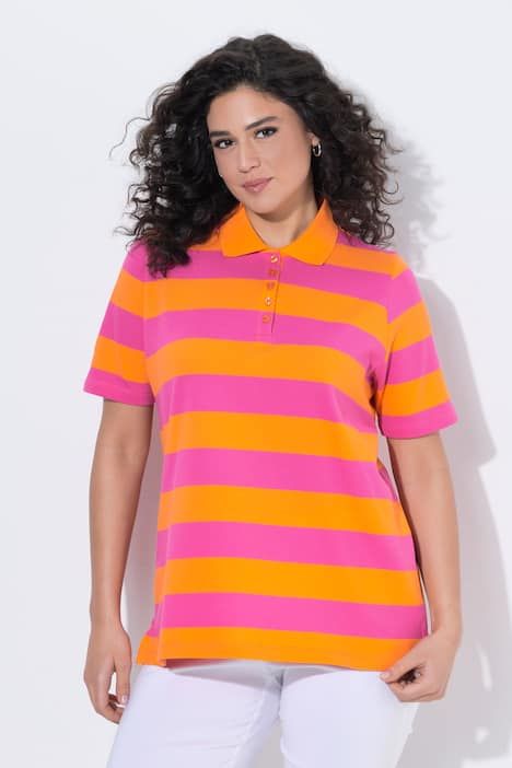 Polo rayé en coton Pima, manches courtes et col polo