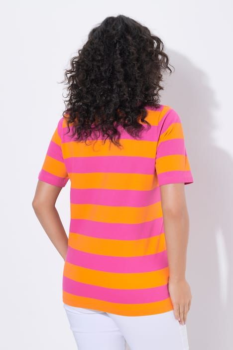 Polo rayé en coton Pima, manches courtes et col polo