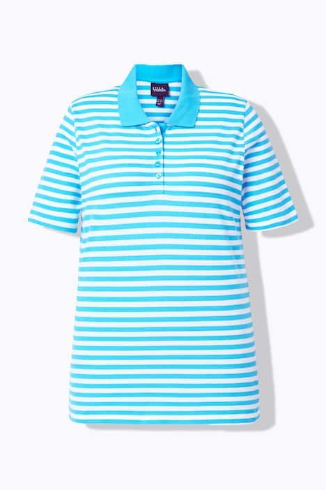 Polo rayé en coton Pima, manches courtes et col polo