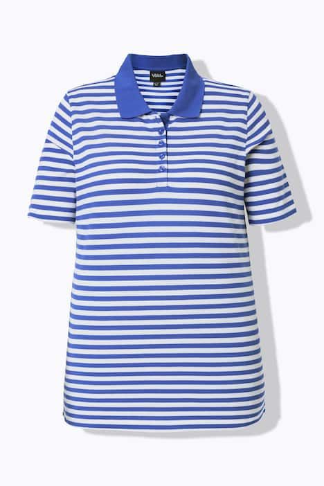 Polo rayé en coton Pima, manches courtes et col polo