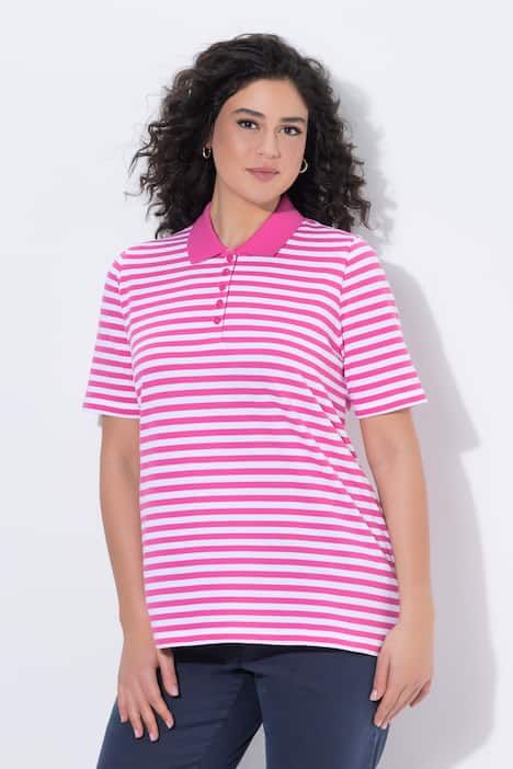 Polo rayé en coton Pima, manches courtes et col polo