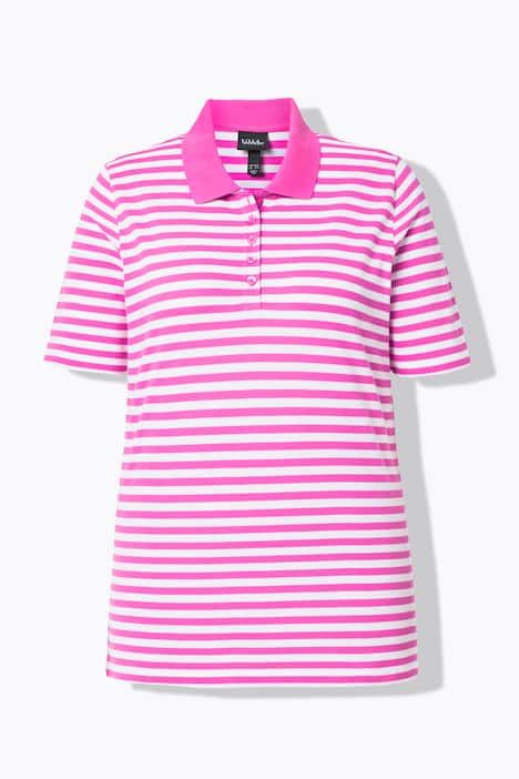 Polo rayé en coton Pima, manches courtes et col polo