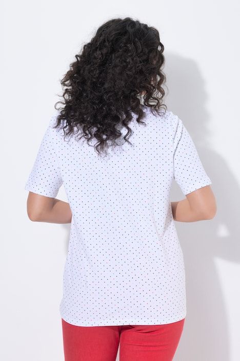 Polo rayé en coton Pima, motif à pois, manches courtes et col polo