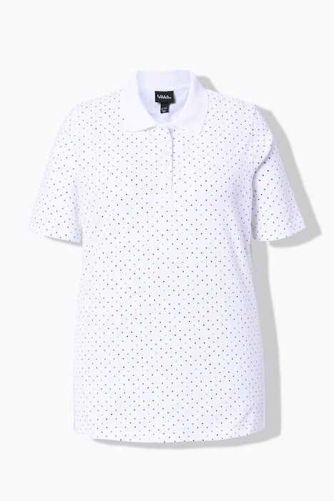 Polo rayé en coton Pima, motif à pois, manches courtes et col polo