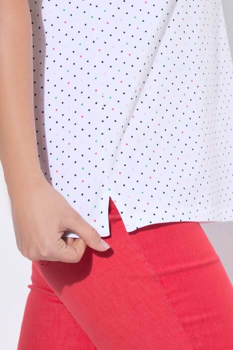 Polo rayé en coton Pima, motif à pois, manches courtes et col polo