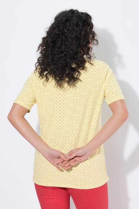 Polo rayé en coton Pima, motif à pois, manches courtes et col polo