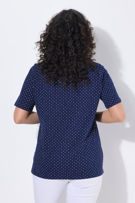 Polo rayé en coton Pima, motif à pois, manches courtes et col polo