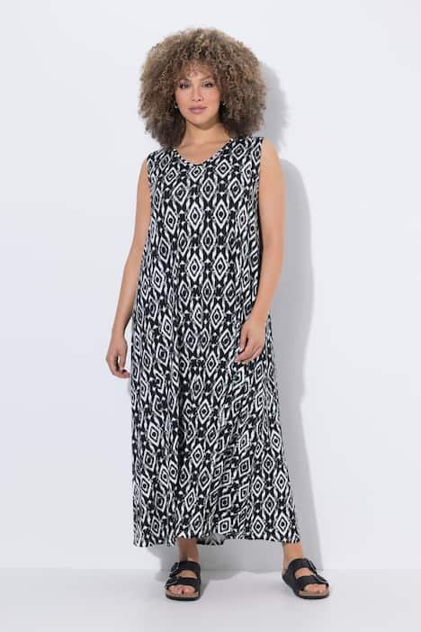 Robe maxi sans manches, imprimé graphique et décolleté en V