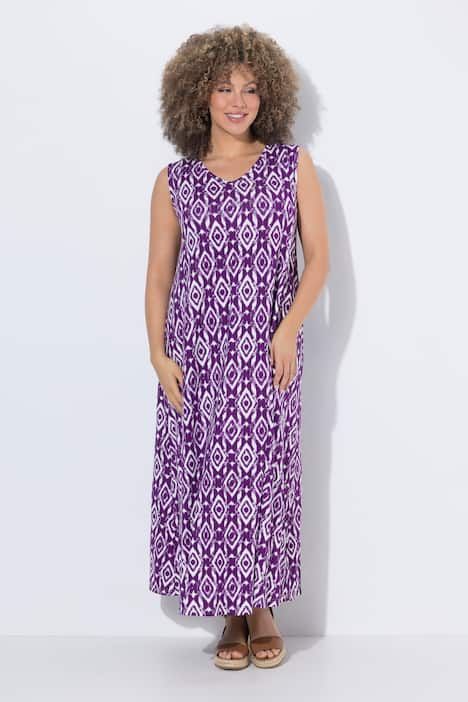 Robe maxi sans manches, imprimé graphique et décolleté en V