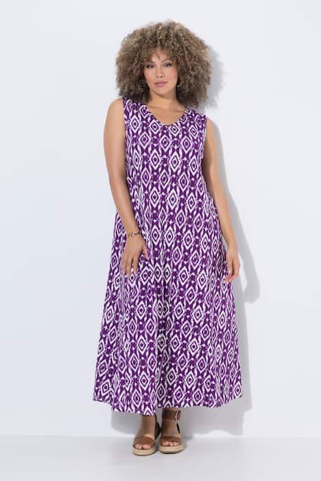 Robe maxi sans manches, imprimé graphique et décolleté en V