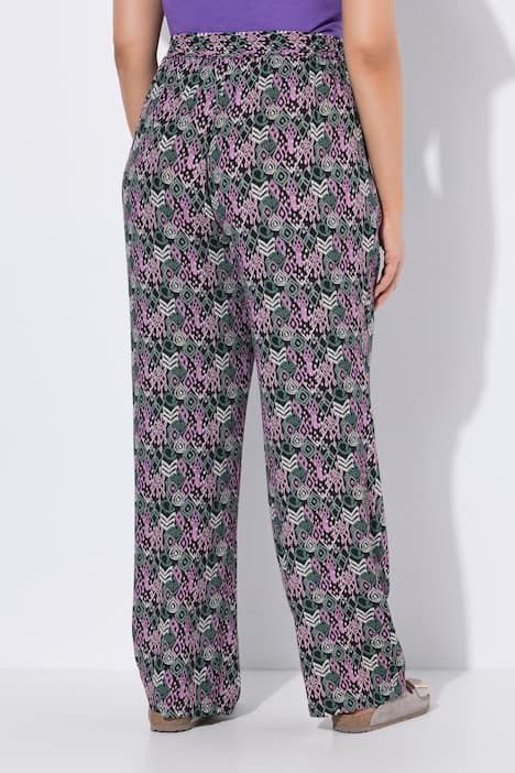 Pantalon Rose avec imprimé, jambe large et taille élastique