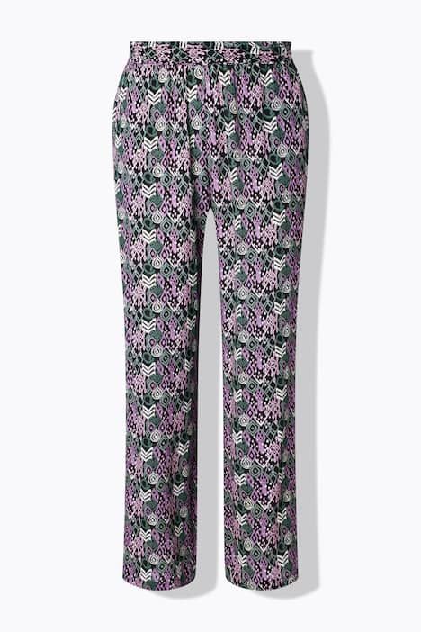 Pantalon Rose avec imprimé, jambe large et taille élastique
