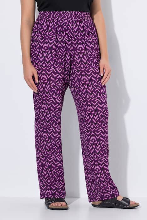 Pantalon Rose, jambe large et taille élastique, motif animal