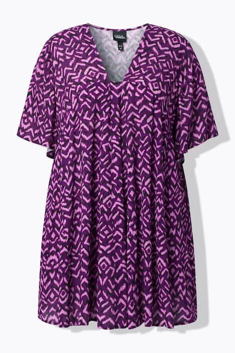 Blouse avec plis fantaisie, décolleté carré et manches courtes chauve-souris, coupe évasée