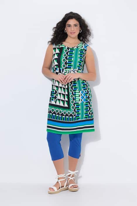 Robe en jersey sans manches, poches et décolleté rond, bordure contrastante à la base