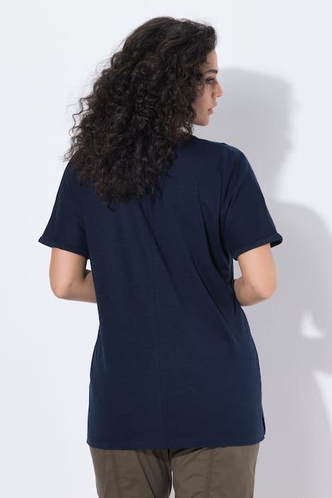 T-shirt mandala animal métallique, décolleté en V et manches courtes