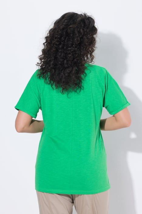 T-shirt mandala animal métallique, décolleté en V et manches courtes